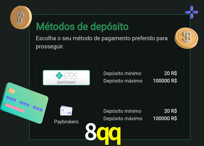 O cassino 8qq oferece uma grande variedade de métodos de pagamento